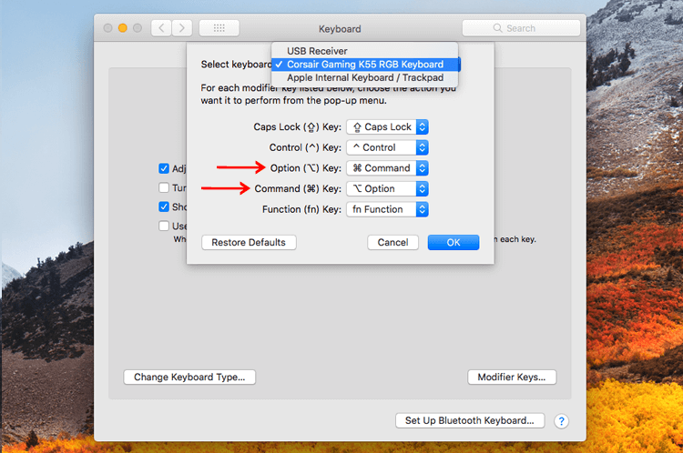 System Preferences on PC Keyboard configs